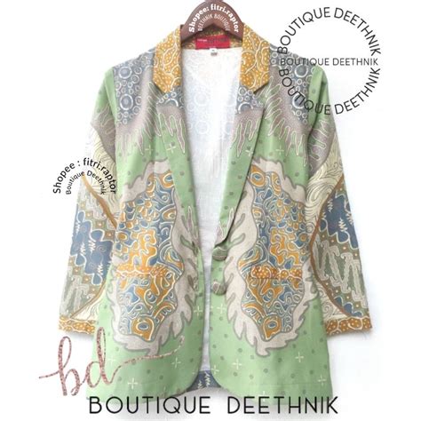 Jual Deethnik Baju Batik Model Blazer Warna Hijau Pupus Shopee Indonesia