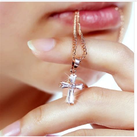 Cubic Zirconia Crystal Cross Necklace Cross Jewelry Crystal Necklace