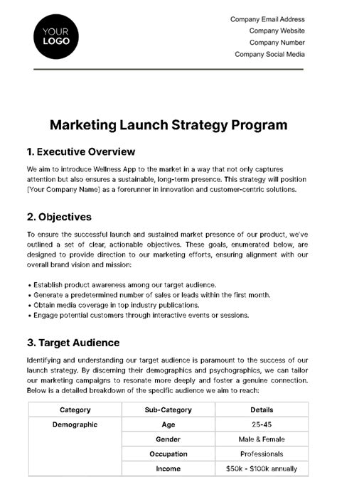 Free Marketing Launch Strategy Program Template Edit Online