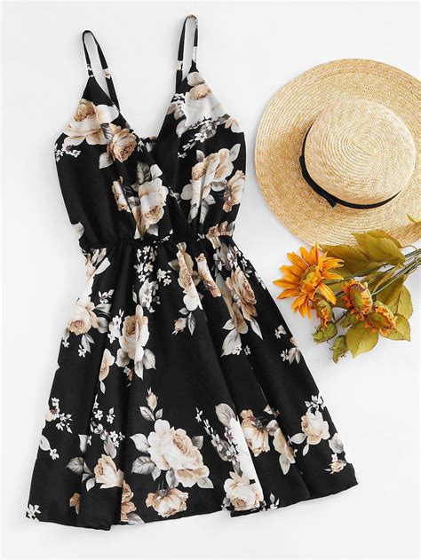 Shop Floral Print Random Surplice Cami Dress Online SheIn Offers