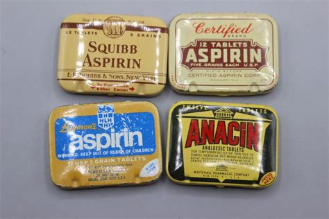 Lot Of Vintage Aspirin And Anacin Tablet Pill Metal Tins