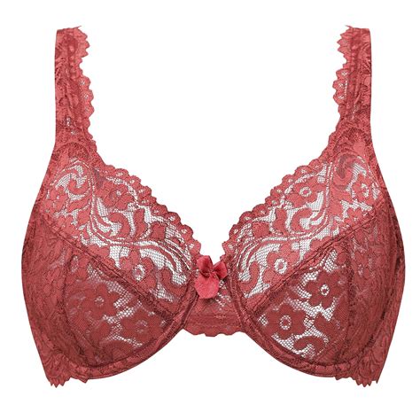 Meleneca Women S Full Coverage No Padding Plus Size Lace Underwire Bra Cabernet Red 44b