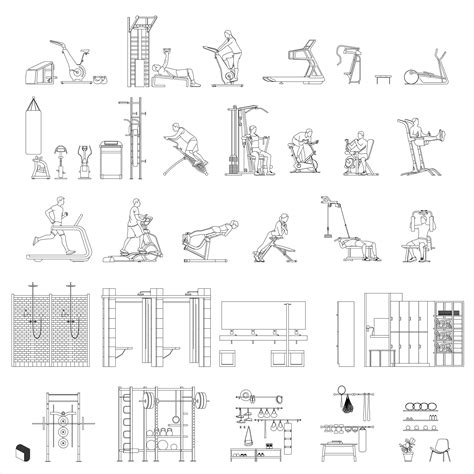 Cad Gym In 2024 Gym Architecture Cad Cad Blocks