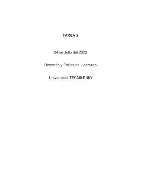 Tarea Direccion Y Liderazgo Tarea De Julio Del