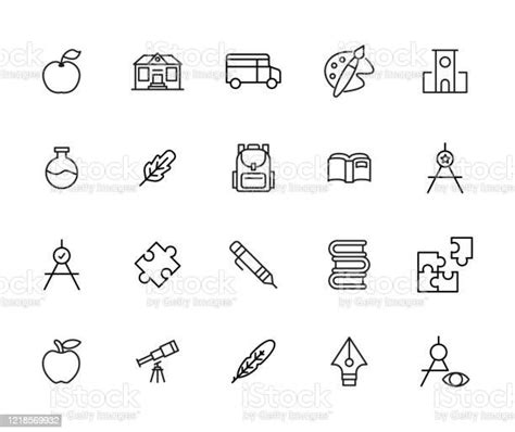 Modern Thin Line Icons Set Of School Stock Illustration Download