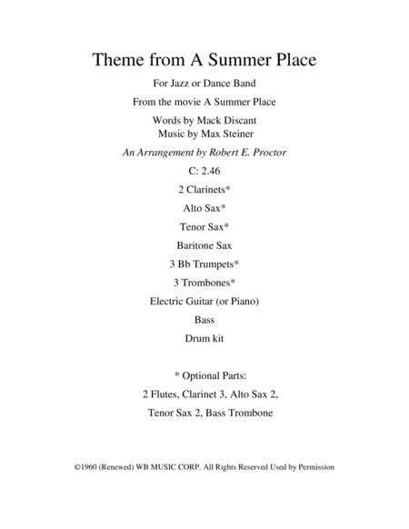 Theme From A Summer Place Sheet Music Max Steiner Performance