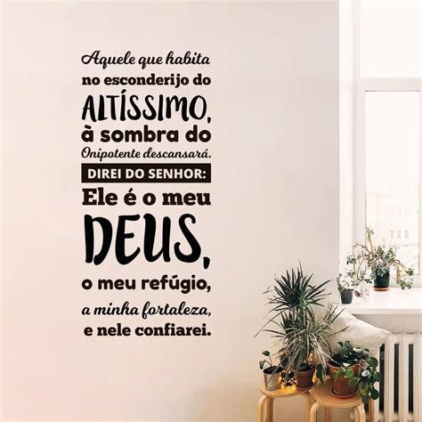 Adesivo de Parede Salmo 91 Fé Religioso Ele é o Meu Deus O meu Refúgio