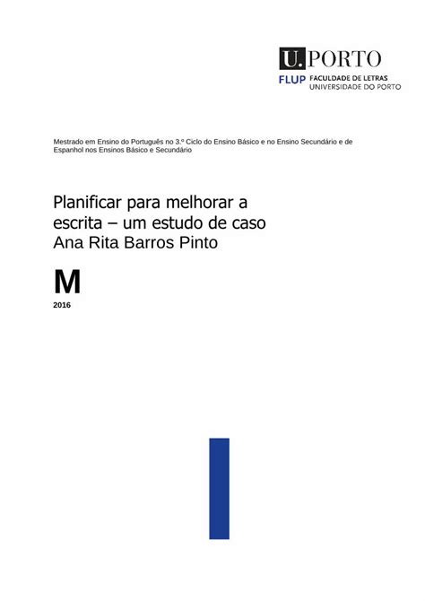 Pdf Planificar Para Melhorar A Escrita Um Estudo De Caso Ana Rita