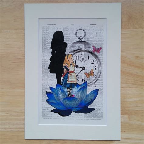 Mounted Alice In Wonderland Original Art Print On Antique Etsy