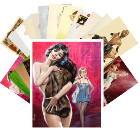 Postcard Pack 24 Pcs Pulp Fiction Vintage Pinup Girls By Willis Rader