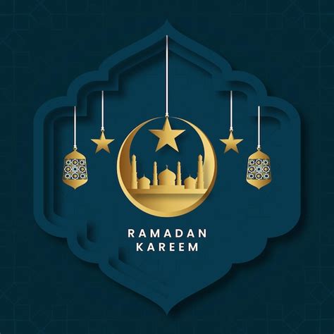 Plantilla De Tarjeta De Felicitación De Ramadan Kareem Con Linternas Y