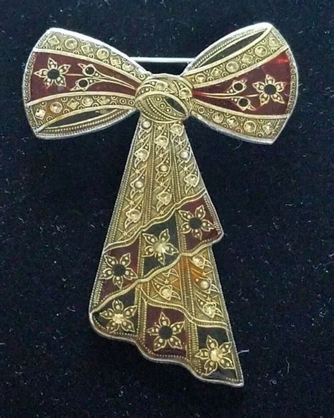 Vintage Catherine Popesco France Red Bow Brooch Art Deco