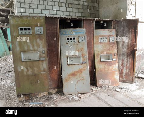 Several Old Broken Vending Machines For Selling Soda Water In Pripyat