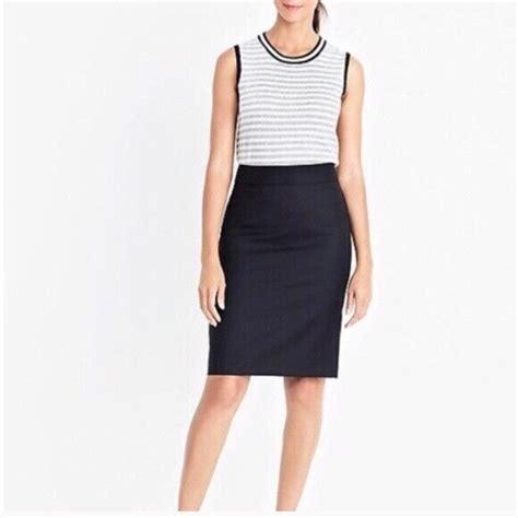 J Crew Nwt Womens Original Fit Pinstriped Wool Pencil Skirt 2 Blue