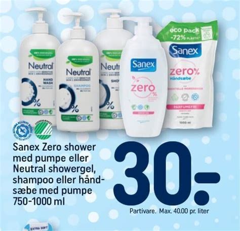 Sanex Zero Shower Med Pumpe Eller Neutral Showergel Shampoo Eller Hånd