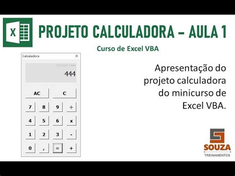 Apresentação do projeto calculadora Minicurso de Excel VBA Aula 1