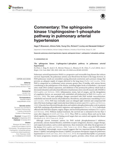 (PDF) Commentary: The sphingosine kinase 1/sphingosine-1-phosphate ...