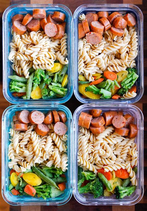 15Minute Chicken Sausage Pasta Meal Prep Bowls Easy Healthy Meal Prep