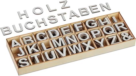 Relaxdays Holzbuchstaben Set 324 TLG Großbuchstaben A Z Und Zeichen