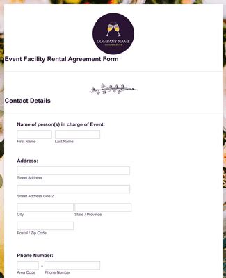 Event Facility Rental Agreement Form Template Jotform