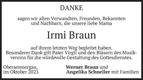 Traueranzeigen Von Irmi Braun Trauer Merkur De