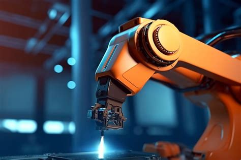 Premium Ai Image Arm Robot Working With Screen Monitor Control