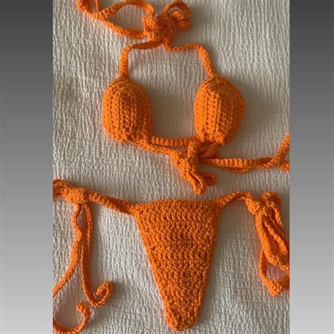 Hand Made Cotton Crochet Thong Bikini Depop