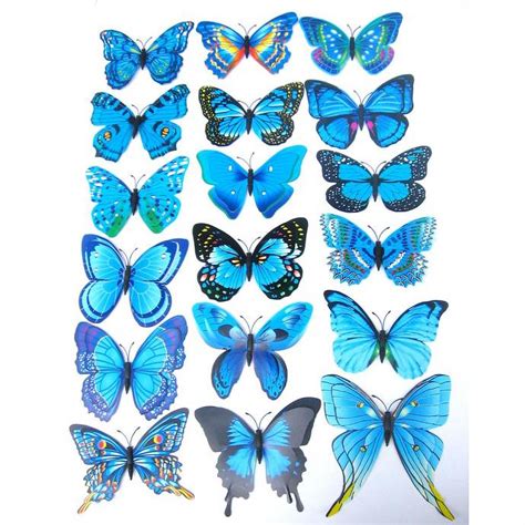 Wxc12 12x 3d Butterfly Wall Sticker Fridge Magnet Room Decor Decal Applique Blue