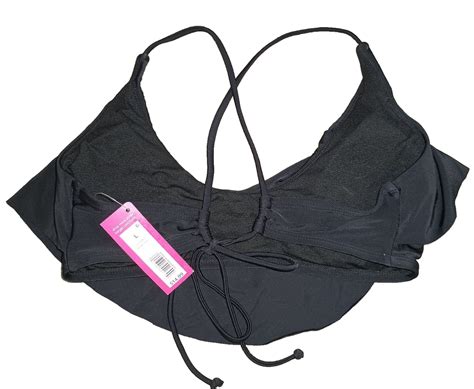 Xhilaration JUNIOR Large Black Flounce X Back Bikini Swim Top NWT EBay