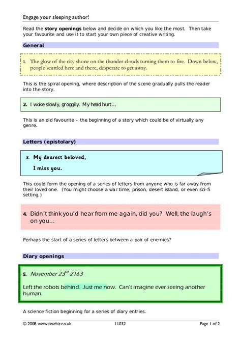 Types of story openings