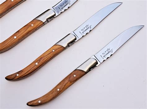 Laguiole 6x Luxury Steak Knives Olive Wood Style De Ensemble De