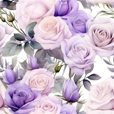 Premium Photo Watercolor Roses Seamless Pattern