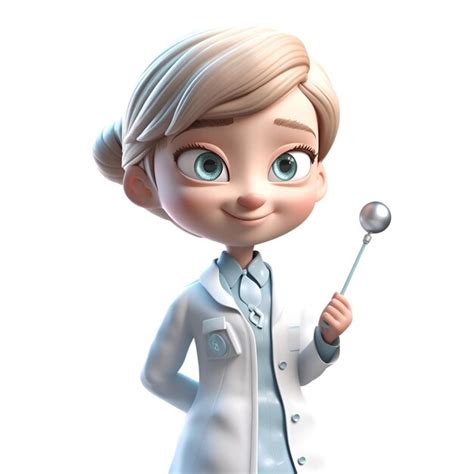 Render D De Un Lindo Doctor De Dibujos Animados Con Una Cuchara Fondo