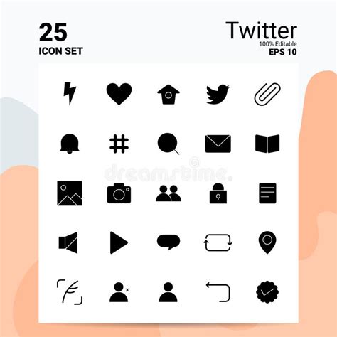 25 Twitter Icon Set 100 Editable Eps 10 Files Business Logo Concept