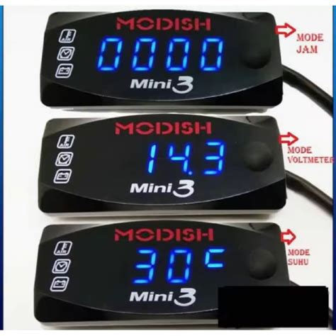 Jual Voltmeter Aki In Jam Suhu Volt Meter Aki Motor Universal Nmax