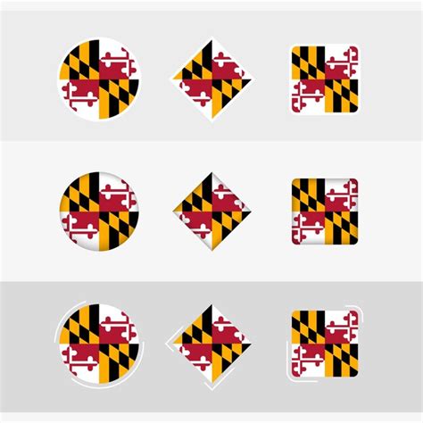 Los Iconos De La Bandera De Maryland Establecen El Vector De La Bandera