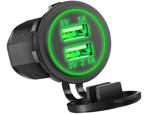 Tomada Usb Turbo Encaixe Acendedor P carro 2 Saídas 3 1averd Cor Verde