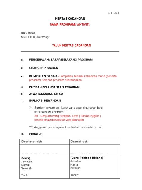 Cth Kertas Cadangan Program Sekolah Liza Pdf