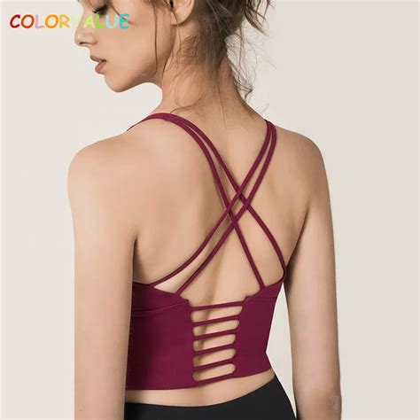 Colorvalue Solid Spaghetti Straps Yoga Gym Crop Tops Women Quick Dry