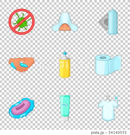 Personal Hygiene Icons Set Cartoon Style Stock Illustration