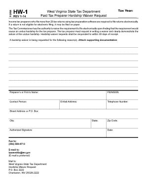 Fillable Online State Wv Form Hw West Virginia State Tax Department