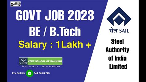 Govt Job Be B Tech Sail Steel Authority Of India Limited