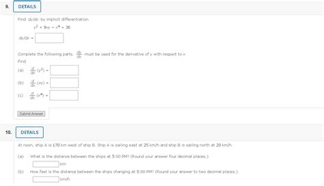 Solved Find Dy Dx By Implicit Differentiation Y2 9xy−x4 36