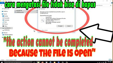 Cara Mengatasi File Tidak Bisa Di Hapus The Action Cannot Be Completed