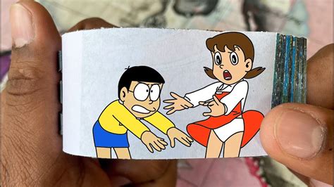 Doraemon Cartoon Flipbook 160 Nobita Lifts Shizuka Clothes Flip Book