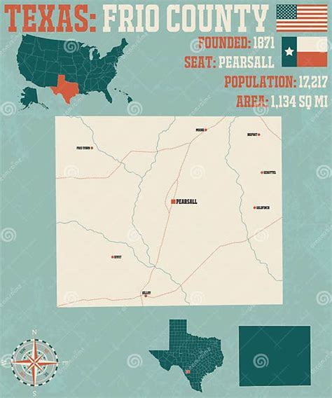 Map of Frio County in Texas Stock Vector - Illustration of america ...