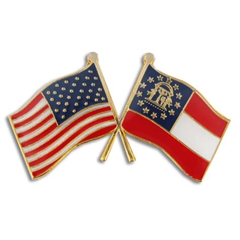 PinMart S Georgia And USA Crossed Friendship Flag Enamel Lapel Pin