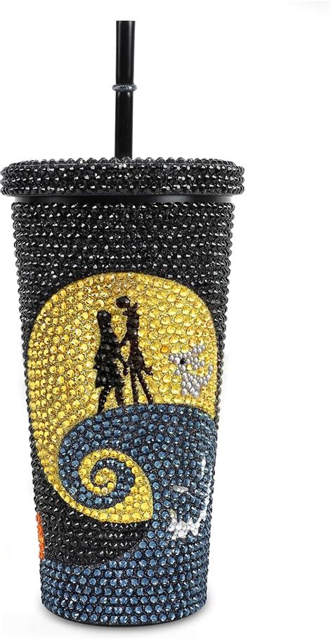 Amazon FunHues Taza de Halloween con diamantes de imitación vaso