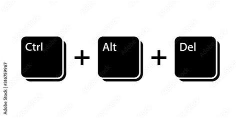 Ctrl Alt Del Key Icon Clipart Image Isolated On White Background Stock