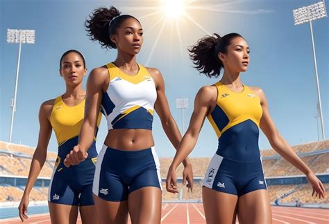 Three Female Athletes Wearing Uniforms With The Word Quot Adidas Quot